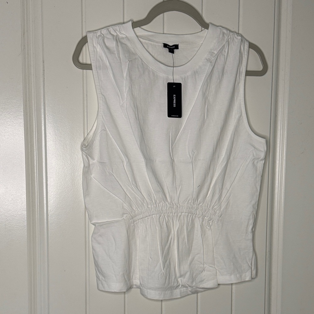 Express White Gathered Tank Top